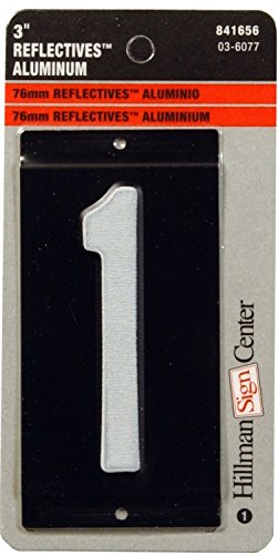 The Hillman Group 841656 3-Inch Aluminum Reflective Mailbox Number 1 (2 Pack)