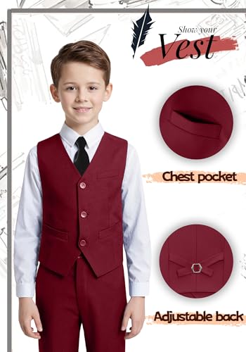 Image of Boys Formal Suits Slim Fit Vest Pant Set for Kids Wedding Tuxedo