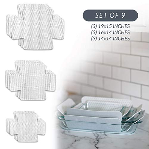 Bakeware Protectors - Set of 9 - Gray - 3 Pieces 19 X 15\" Plus 3 Pieces 16 X 14\" Plus 3 pieces 14 x 14\" – Padded Pot and Pan Protectors To Protect Square And Rectangular Cookware
