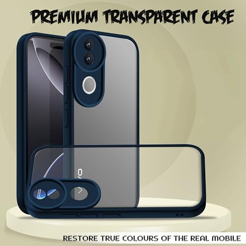 Image of V-TAN Back Cover for Vivo V50 5G Compatible Case, Transparent Clear, TPU, Camera Protective Shockproof Cover, Blue