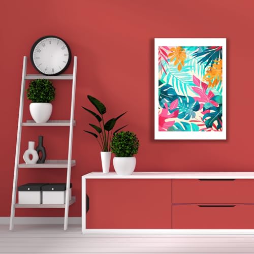 Neon Jungle Leaf Pattern grande affiche mate pour raviver un mur blanc sans reflets - 4
