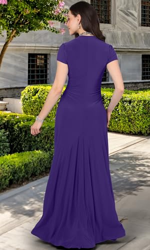 Image of KOH KOH Womens Long Flowy Cap Sleeve Empire Waist Cocktail Maxi Dress Gown