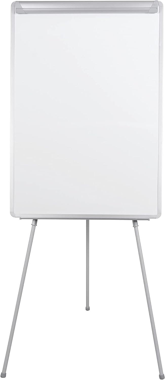 Bi-Office Easy Pizarra Magnética con Caballete de Trípode, con brazos extensibles, marco gris + AA0105, Borrador magnético ligero, para pizarra blanca