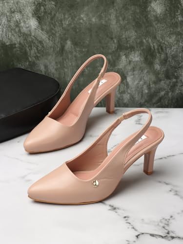 Image of ELLE Women Stylish and elegant Slingback Kitten Heel Mule Sandal