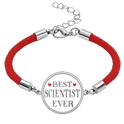 Pulsera de cuerda roja hecha a mano con cita de Best Scientist Ever