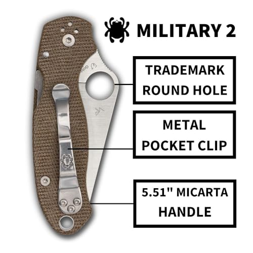 Spyderco Military 2 Folding Utility Pocket Knife - Ideal for Everyday Carry and Outdoor Adventures - G10 Handle, PlainEdge, 9.51-Inch Overall Length, 4-Inch Blade, Brown Canvas - C36MPCW2 - Image 3