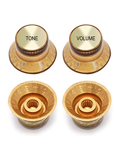 Metallor Electric Guitar Top Hat Knobs Speed Control Knobs 2 Volume 2 Tone Compatible With Les Paul Lp Electric Guitar Parts Replacement (Gold) #TOP1