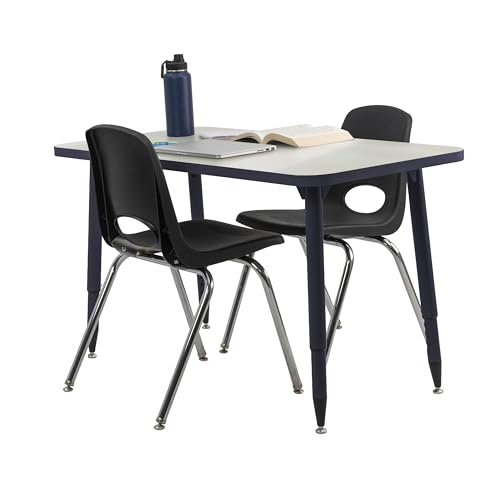 Image of Adapte Commercial Dry-Erase Classroom Activity Table - 24 inch x 48 inch Rectangle Whiteboard, ADA Compliant Tapered Legs, Glides & Casters Adjustable Height 22-34 inch Wheelchair Accessible, School Furniture