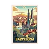ZJIXAOSD Póster de Barcelona, España, para decoración de pared, hogar, bar, restaurante, garaje, cafetería, logotipo, regalo, 50 x 75 cm