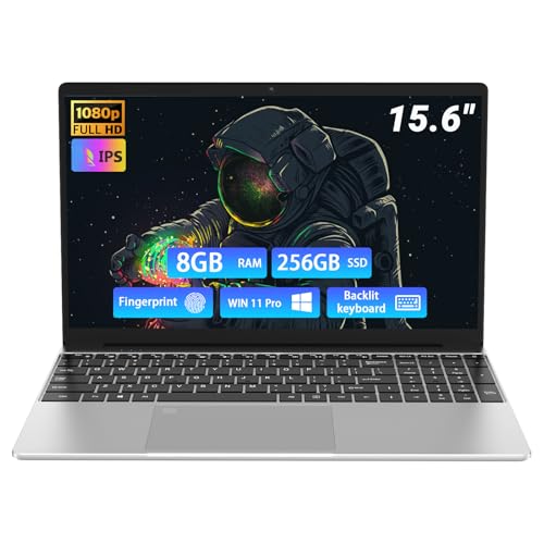 Breloom Laptop de 15.6 pulgadas, computadora portátil de negocios con procesador N5100, 8 GB DDR4 256 GB SSD, USB 3.0 dual, pantalla FHD de 1920 x 1080, Wi-Fi 5/BT5.0, teclado retroiluminado y huellas
