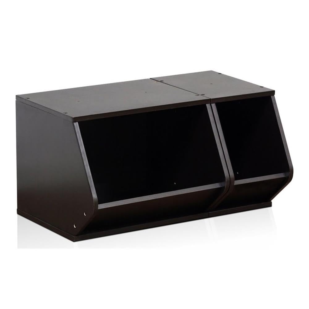 Furinno Lova Stacking Storage Set 2-in-1, Espresso