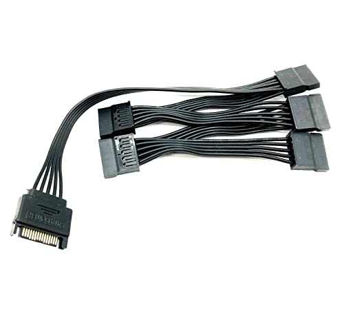 15-Pin SATA Power Extension Cable Hard Drive Cable 1 Male 5 Female Splitter Power Cable Extension for Hard Drive 24" (1piece)