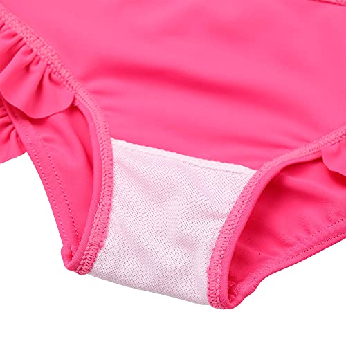 Image of XFGIRLS Girls 2-Piece Swimsuit Long Sleeve Rash Guard Set Toddler 6M-8Y | UPF 50+ blocks 98% UV, Quick-dry, Easy on /off, Bright colors stand out, Machine wash, Breathable, Beach, swim, water park
