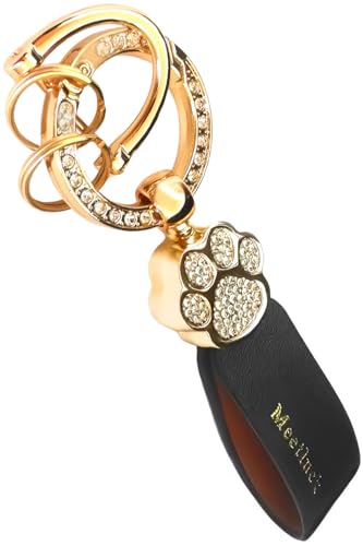 肉球 猫 犬 ストラップ キーホルダー 女性 革 黒 韓国 キラキラ お洒落 カワイイ スマートキー レザー 家 鍵 バッグ 飾り ラインストーン