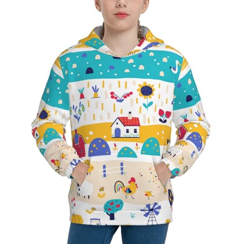 Funny Farm Kid Hoodies Boys Sweatshirts Girls Pullover with Pocket