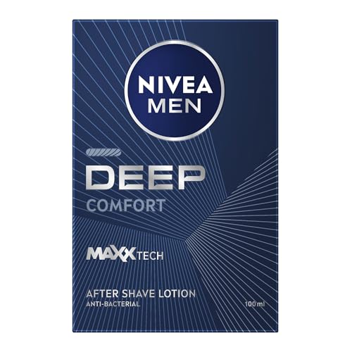 NIVEA MEN DEEP After Shave Lotion Antibacterial Formula with Black Carbon & Woody Scent Post-Shave Skin Protection 100ml