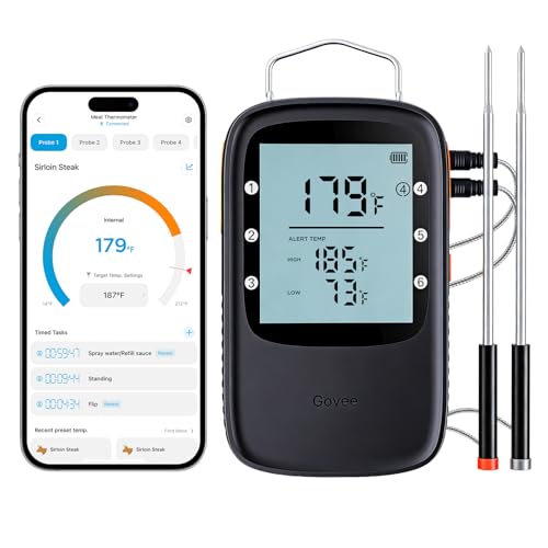 Govee Bluetooth Meat Thermometer, Wireless Meat Thermometer for Smoker Oven, Digital Grill...