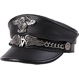 Stakee Gorra Militar Alemana De Estilo Militar con Visera Plana De Cuero De Vaca para Hombre, Clásica Y Cálida.