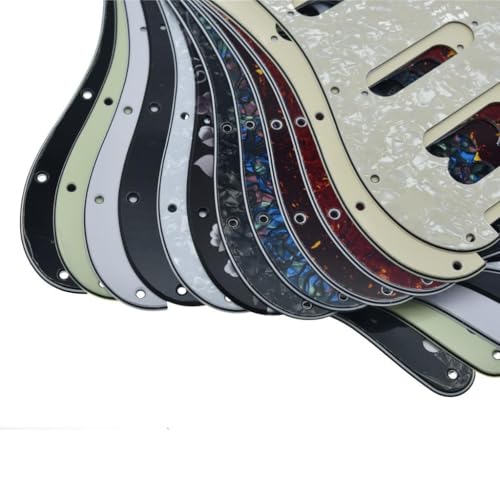 Image of Dopro 11-Hole ST /Strat HSS Guitar Pickguard Humbucking Pickup No screw holes for American Ultra Series Strats White Pearl