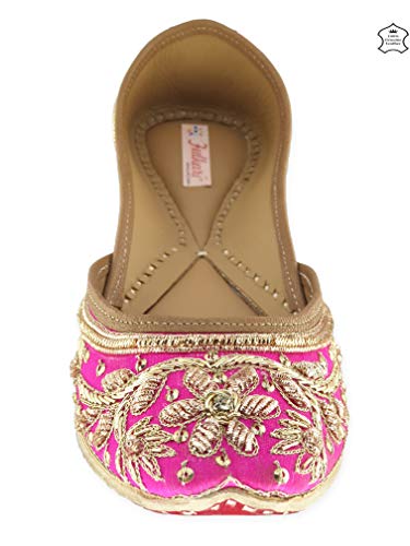 Image of Fulkari Women's Murraya Genuine Soft Leather Juttis | Bite and Pinch Free Jutis | Punjabi Jutti For Ladies | Bridal Ethnic Stylish Mojari Flats For Girls |