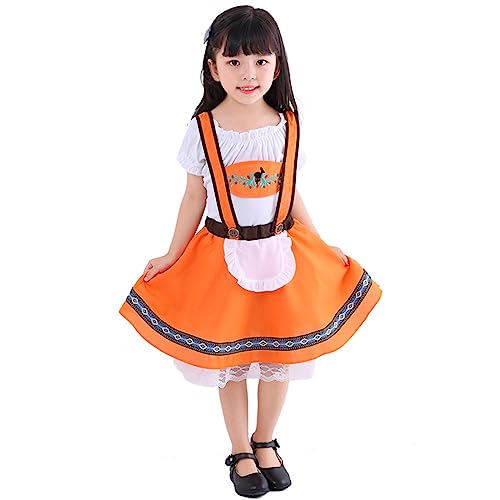 Disfraz infantil dirndl bávaro tradicional naranja 7-8 años