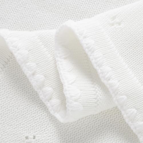 Image of Baby Blanket Knit Ultra Soft Swaddle Receiving Blankets for Boys & Girls Cotton Knitted Newborn Infant Toddler Nursery Crib 30 x 40 Inch