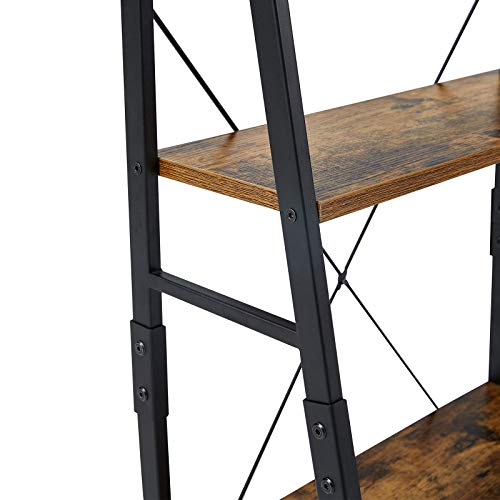 Linsy Home Ladder Shelf Bookcase,Industrial 4 Tier Bookshelf,Storage Rack Shelves for Bathroom, Living Room,Wood Look and Metal Frame,LS200P1-A