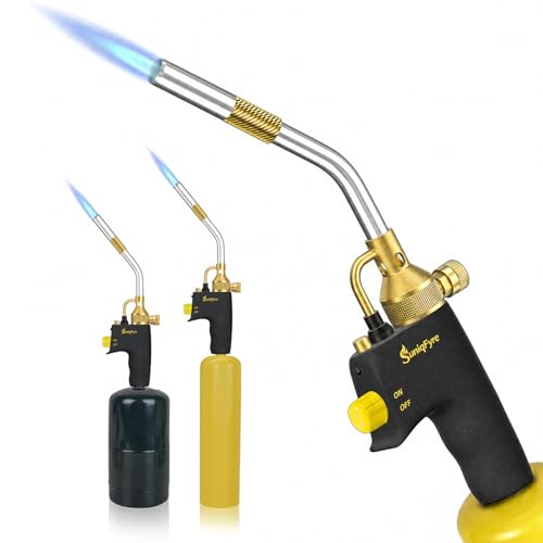 High-Intensity Propane Torch Head Upgraded 10 000 BTU Trigger Start Gas Torch with Flame Lock&Built-in Pressure Valve 360 All-Angle Burn CGA600 Plumbing Torch for Soldering CSA Certified
