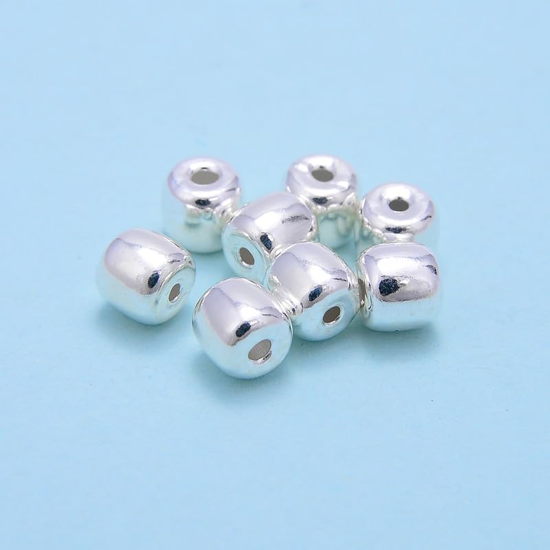 925 Sterling Silver 4-Pointed Flower Camber Heart Barrel Charm Beads for Jewelry Making, Silver Spacers Beads for Craft DIY Bracelet Earring - Image 4
