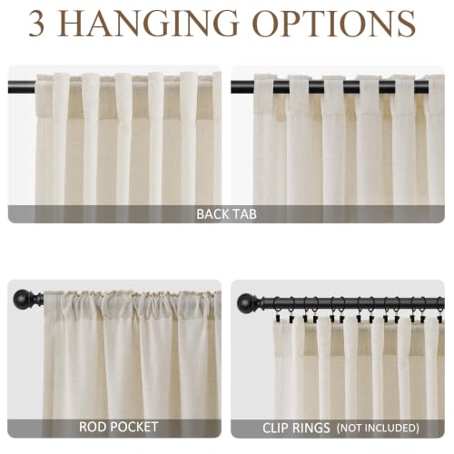 Naturoom Linen Curtains 84 Inch Long for Living Room Beige 2 Panels by Naturoom - Used condition - Image 3
