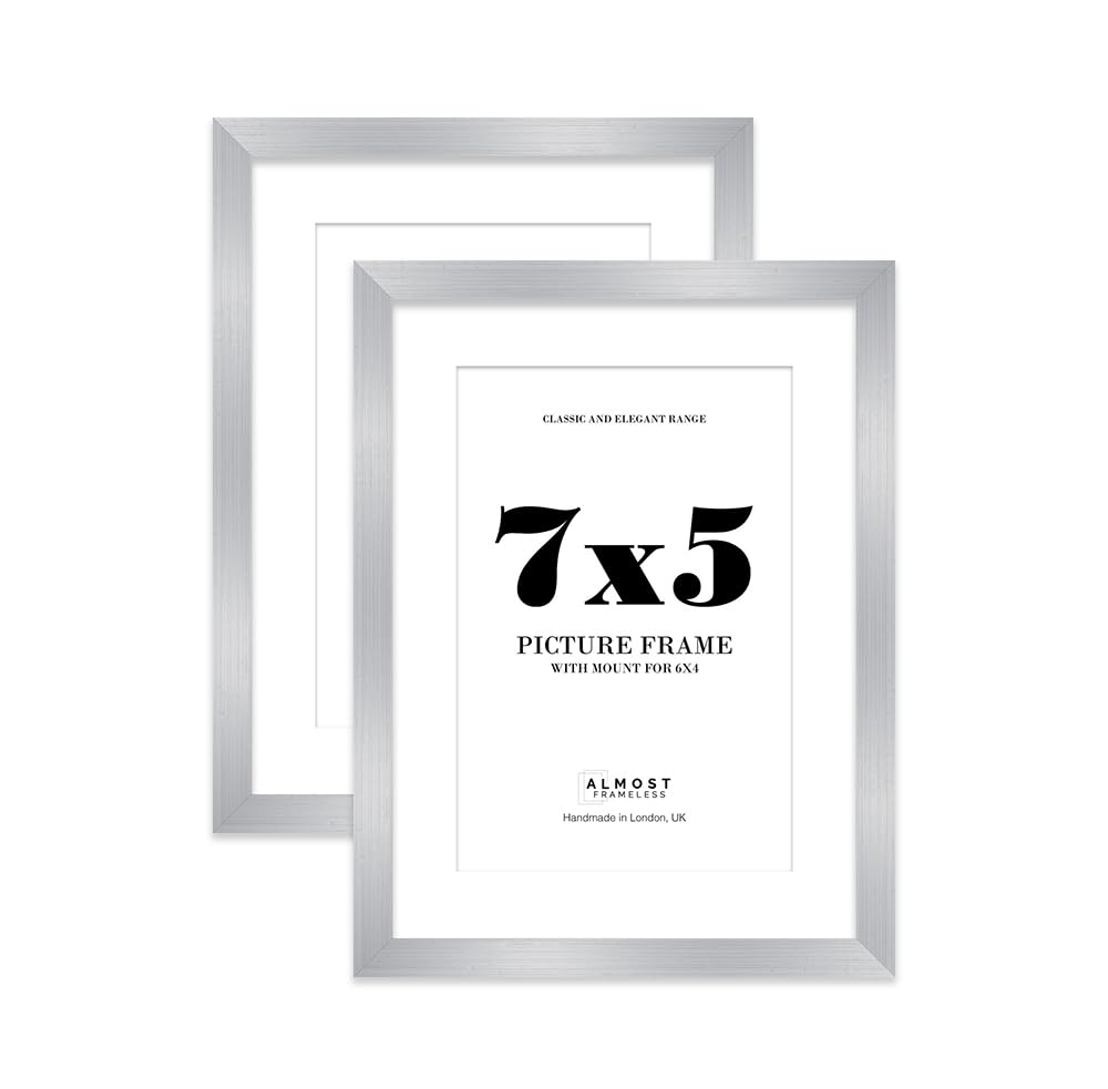 Silver Picture Frame 7x5 With 6x4 Mount for Photos - Wall & Table Display, Landscape or Portrait, 2 Pack — image 1