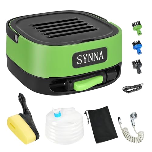 SYNNA Pulverizador eléctrico portátil inalámbrico con carrete de manguera retráctil automático