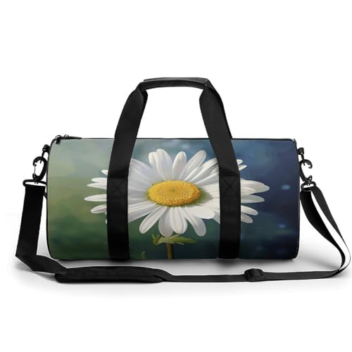 Cylindrical Gym Bag,Daisy Flower Sports Gym Bag,Workout Bags,travel Weekender Bag,Duffle Travel Bag for Men Women - Main Image