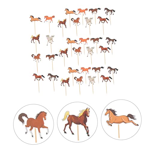Abaodam 32Pcs Bolo Oito Cavalos Decoração Animal Decoração Do Bolo Papel Bebê