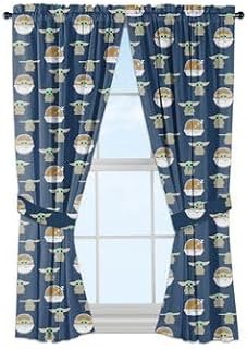 Star Wars The Mandalorian Grogu Window Curtain Panels 42 x 63 Inches, Kids Bedroom Drapes, Polyester Rod Pocket Curtains, Set of 2