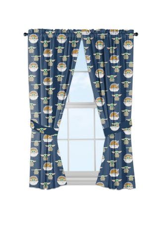 Star Wars The Mandalorian Grogu Window Curtain Panels 42 x 63 Inches, Kids Bedroom Drapes, Polyester Rod Pocket Curtains, Set of 2