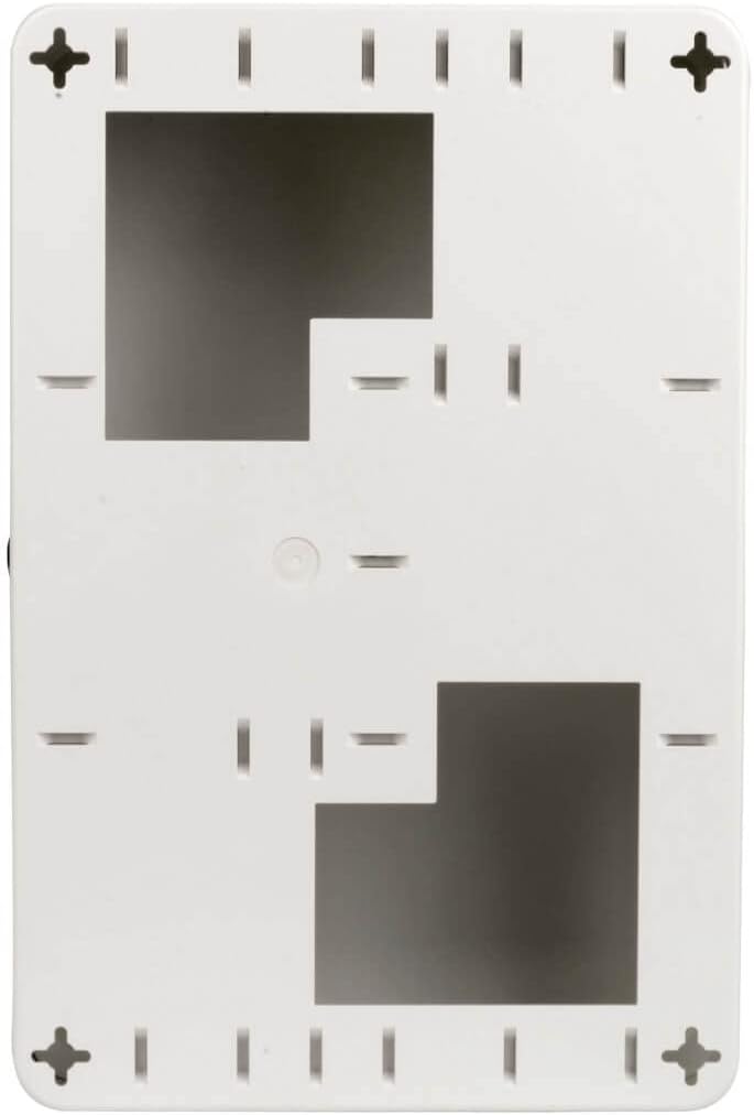 തിരികെ view of the Tripp Lite EN1812 enclosure, showing mounting holes and knockout ports.