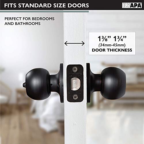 Ilyapa Privacy Door Knobs For Bed And Bath - Ball Style, Oil Rubbed Bronze Interior Keyless Turn Thumb Locking Round Door Handle, Oil Rubbed Bronze, 10 Pack #TOP4