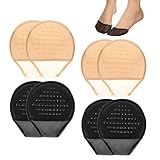 Nogeqi 4 Pairs Toe Topper Socks Women No Show Ball of Foot Cushion Socks, Women's Toe Cover with Padding, Toe-High Heel Sock Half Sock for Women Girls Flats High Heels
