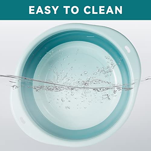 ASFINS spülschüssel, spülschüssel faltbar, multifunktionale, mittelgroße, Faltbare, runde Spülschüssel, tragbare, platzsparende, Faltbare Schüssel zum Waschen von Gemüse, Geschirr, Unterwäsche (Blau)