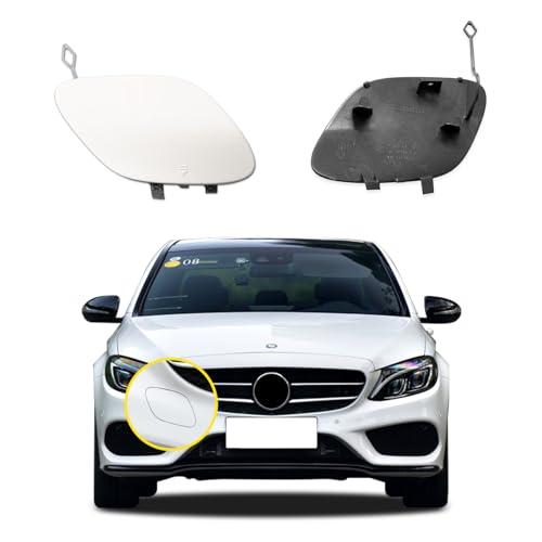 Car Front Bumper Tow Hook Cover Compatible with Sports Mercedes Benz C-Class W205 C300 C43AMG 2015 2016 2017 2018 [Only Applicable to Sports Models] Trailer Cover Cap A2058850724 Towing Eye Cap White