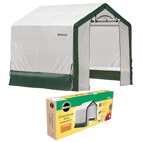 Miracle-GRO 6' x 6' x 6' Outdoor Mini Walk-in Greenhouse Plant Tent, All-Season Small Walk-in Plant Growth Accelerator with UV-Treated Fabric Cover and Zippered Panels, Clear