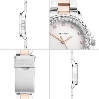 Sekonda Elizabeth Women's Quartz Watch 33mm with Stone Set Case, Analogue Display and Stainless Steel Bracelet