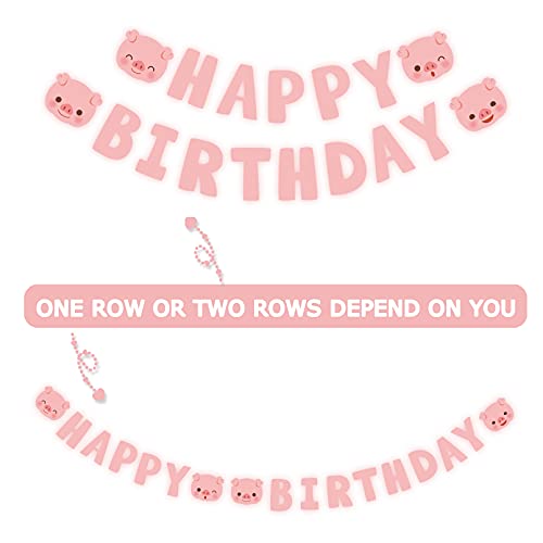 Pig Theme Birthday Banner, Pink Pig First Bday Pennant Sign, Cute Pigs Birthday Baby Room Decoration #TOP3
