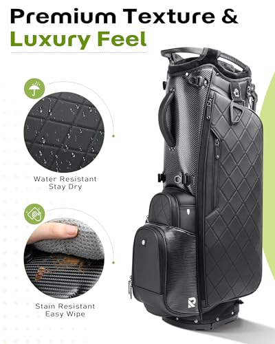 RIOROO 14 Way Golf Stand Bag review - PU Leather, Full-Length Dividers, Waterproof Image 3