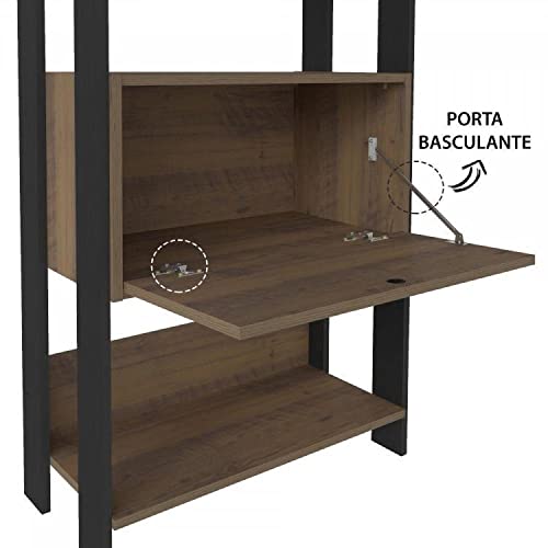 Conjunto 3 Estantes para Livros Industrial 1 Porta Mdp Match Espresso Móveis