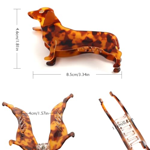 Dachshund Dog Hair Clips,Small Dog Hair Clips for Girls, Non-Slip Hair Catch Barrette Dachshund Hair Accessory Acetate for Woman