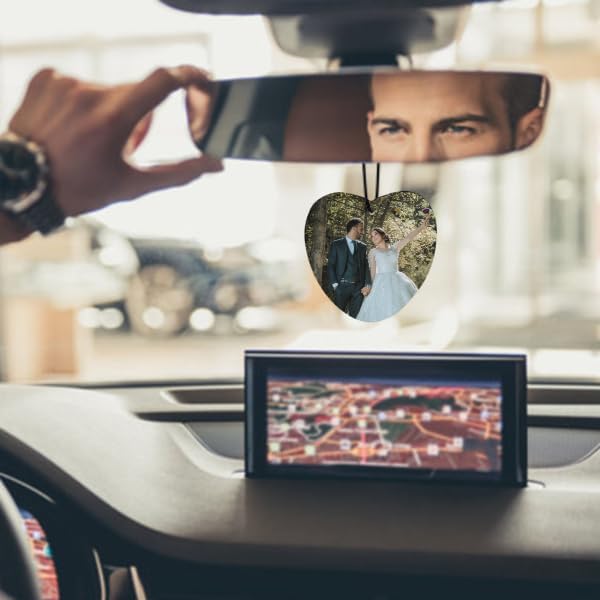 Personalized Air Freshener for Car - Double Sided Photo Custom Car Scents Air Freshener, Gift for Valentine’s Day Birthday Ideal for Car Wardrobe Bathroom Hanging Ornaments (Heart 5pcs)
