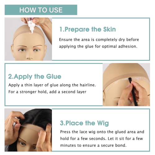 Wig Glue + Lace Wig Glue Remover Kit, Waterproof Strong Hold Wig Glue Kit, Lace Glue for Front Lace Wig 1.7OZ, Lace Glue Remover for Tape in Extension
