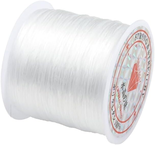 Strong Elastic Beading Thread Roll for DIY Jewellery Making, Necklace and Bracelet Craft Rope, White Fibre Wire String (50 Meter)
